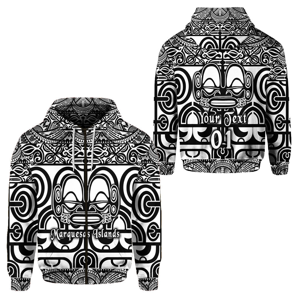 ( Personalised) Marquesas Islands Zip Hoodie Marquesan Tattoo Simple Style Black