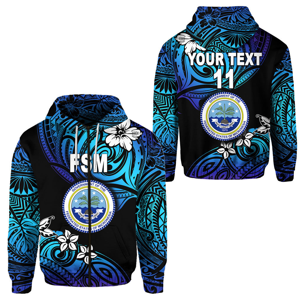 ( Personalised) Federated States of Micronesia Zip Hoodie Unique Vibes Blue