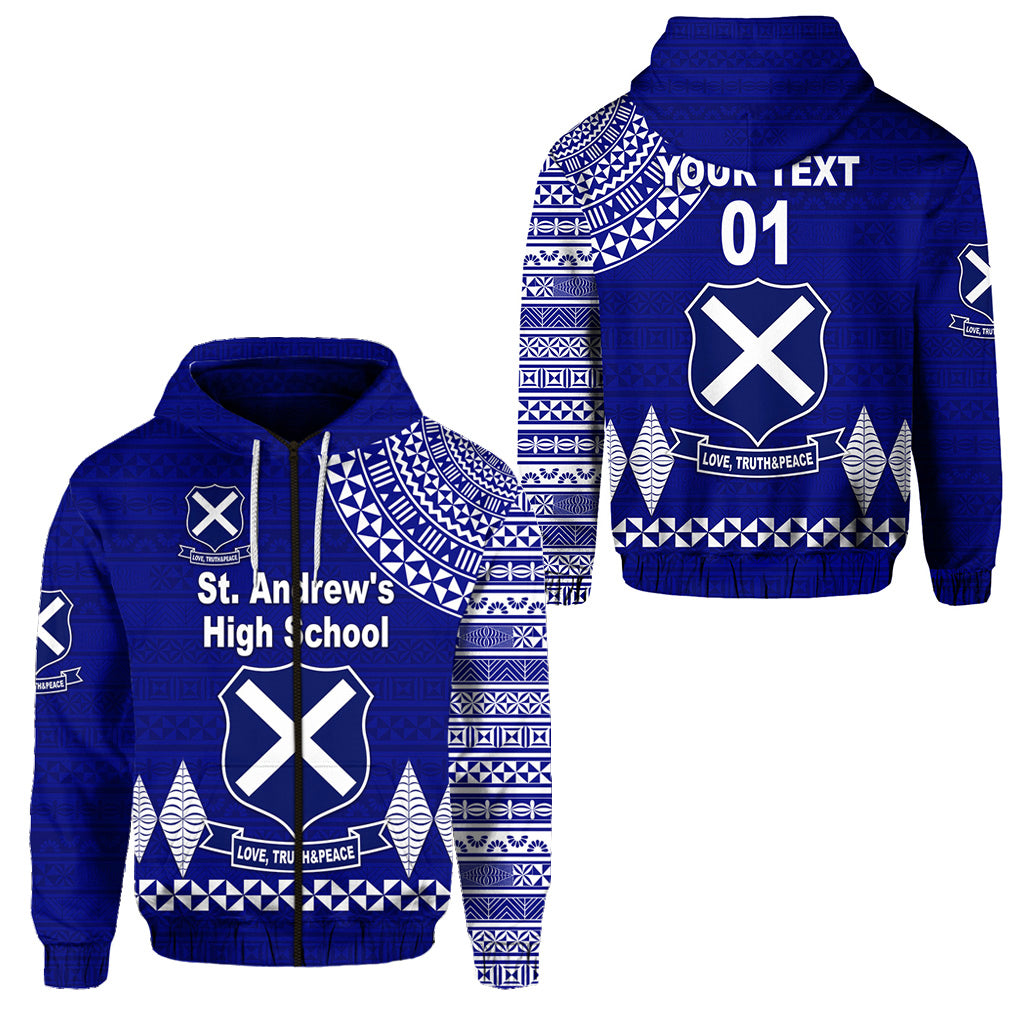 ( Personalised) St. Andrew's High School Zip Hoodie Simple Style
