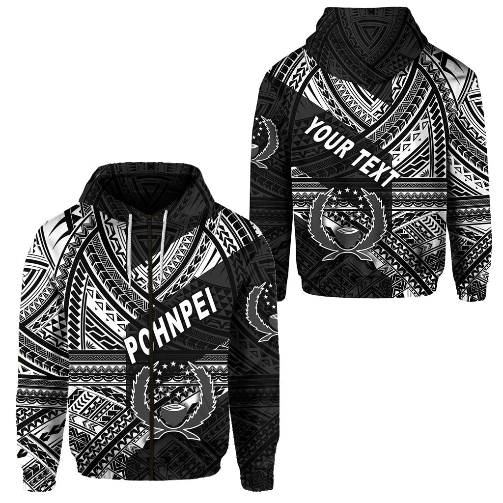 ( Personalised) FSM Pohnpei Zip Hoodie Original Style Black