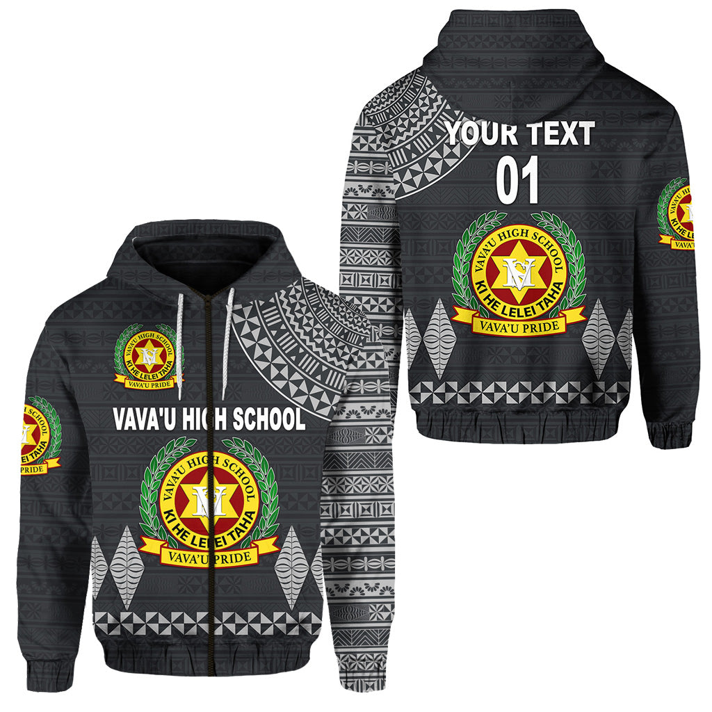 ( Personalised) Tonga Vava'u High School Zip Hoodie Simple Style Dark Grey
