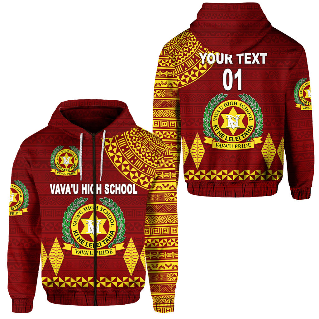 ( Personalised) Tonga Vava'u High School Zip Hoodie Simple Style Maroon, Text And Number