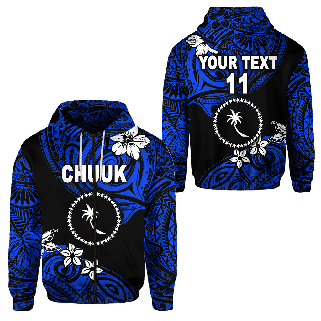 ( Personalised) FSM Chuuk Zip Hoodie Unique Vibes Blue