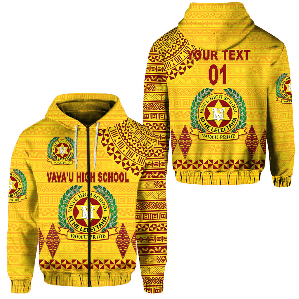 ( Personalised) Tonga Vava'u High School Zip Hoodie Simple Style Yellow, Text And Number