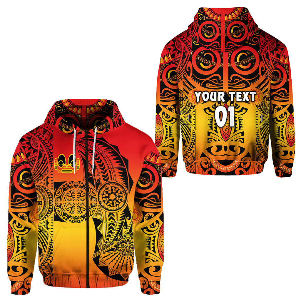 ( Personalised) Marquesas Islands Zip Hoodie Marquesan Tattoo Original Style Gradient Red