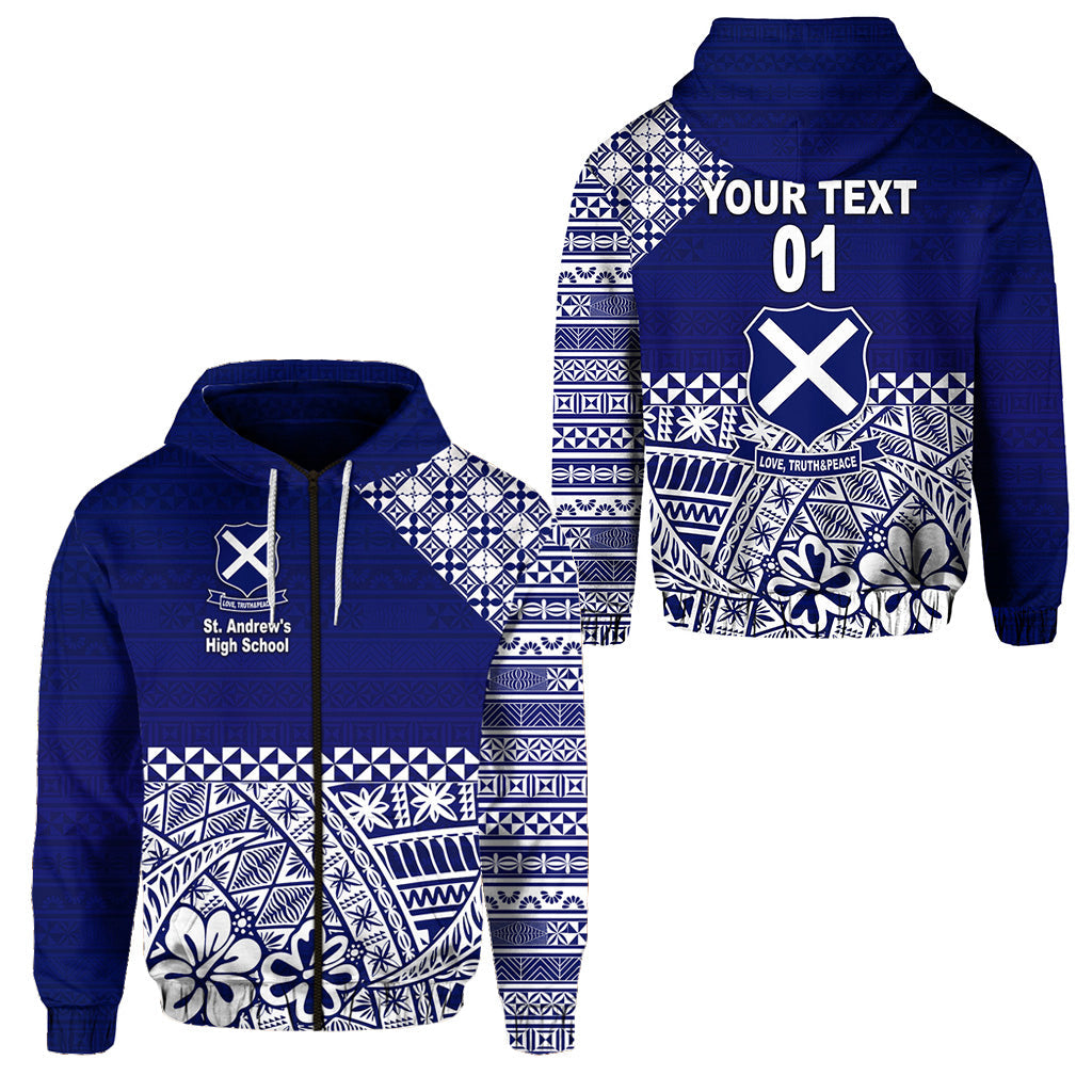 ( Personalised) St. Andrew's High School Zip Hoodie Tonga Kupesi Vibes