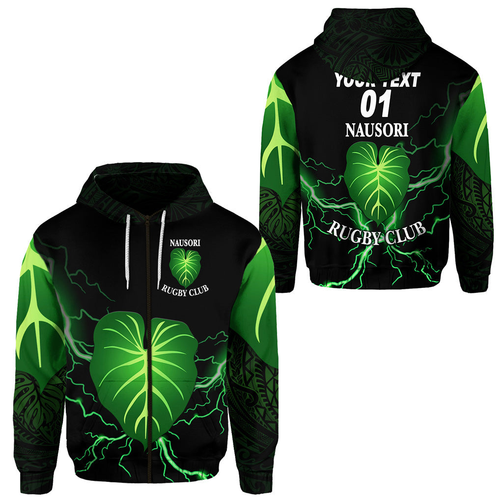 ( Personalised) Fiji Nausori Rugby Zip Hoodie Simple Style, Text And Number