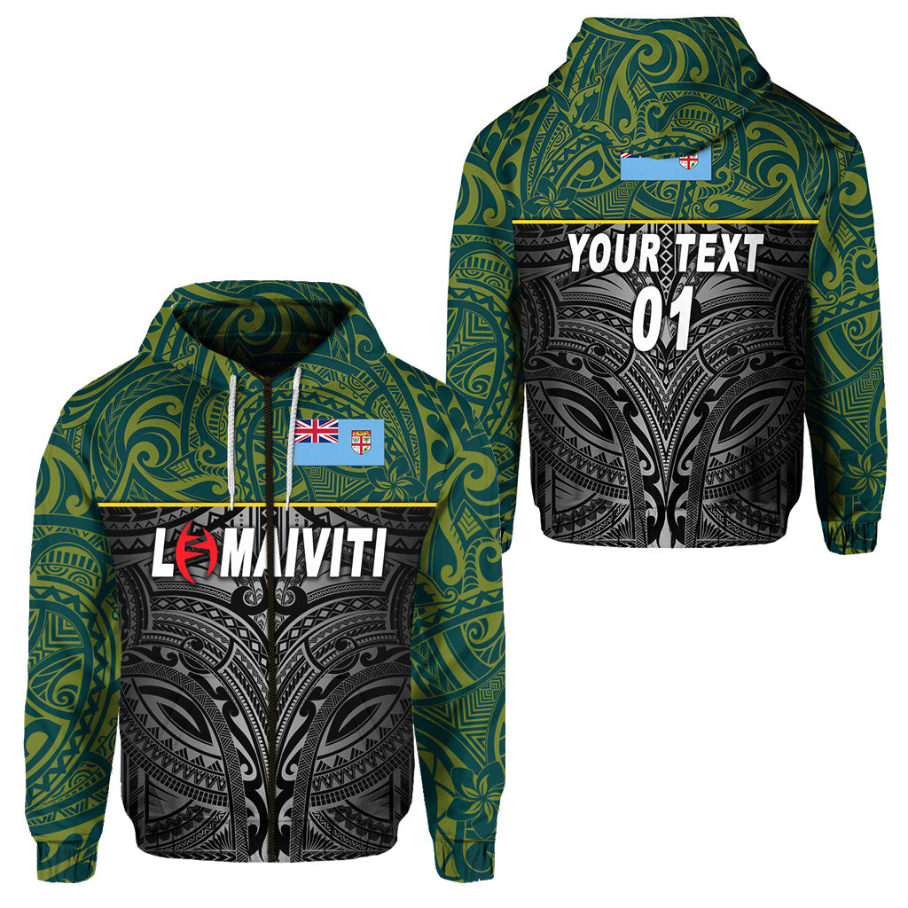 ( Personalised) Fiji Lomaiviti Rugby Zip Hoodie Original Style, Text And Number