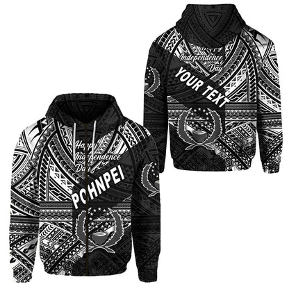 ( Personalised) FSM Pohnpei Zip Hoodie Happy Independence Day Original Vibes Black