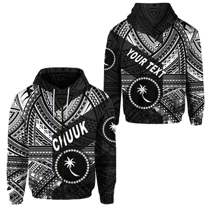 ( Personalised) FSM Chuuk Zip Hoodie Original Style Black