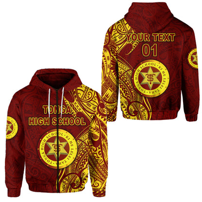 Custom Text  Tonga High School Zip Hoodie Personalised Simple Vibes Maroon Tonga Hoodie