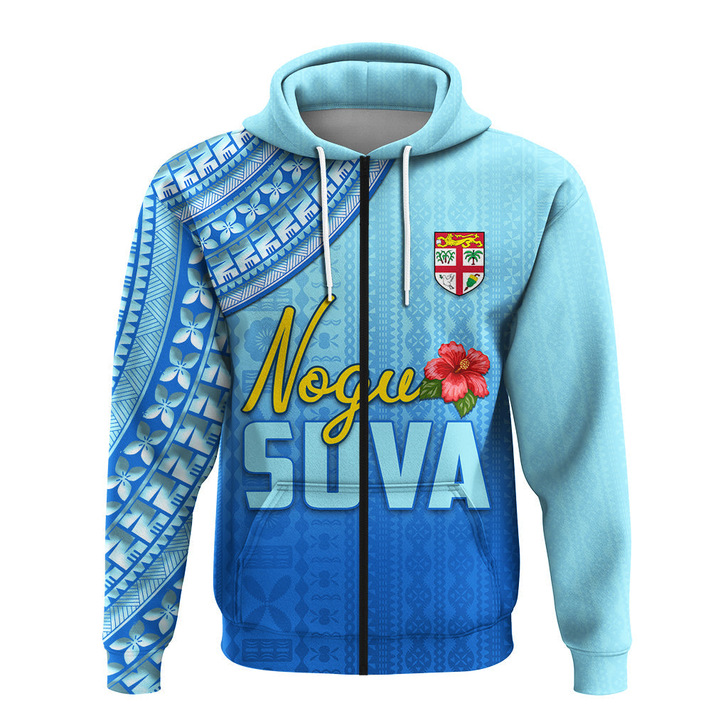 Nogu Suva Rugby Fiji Zip Hoodie Tapa Blue