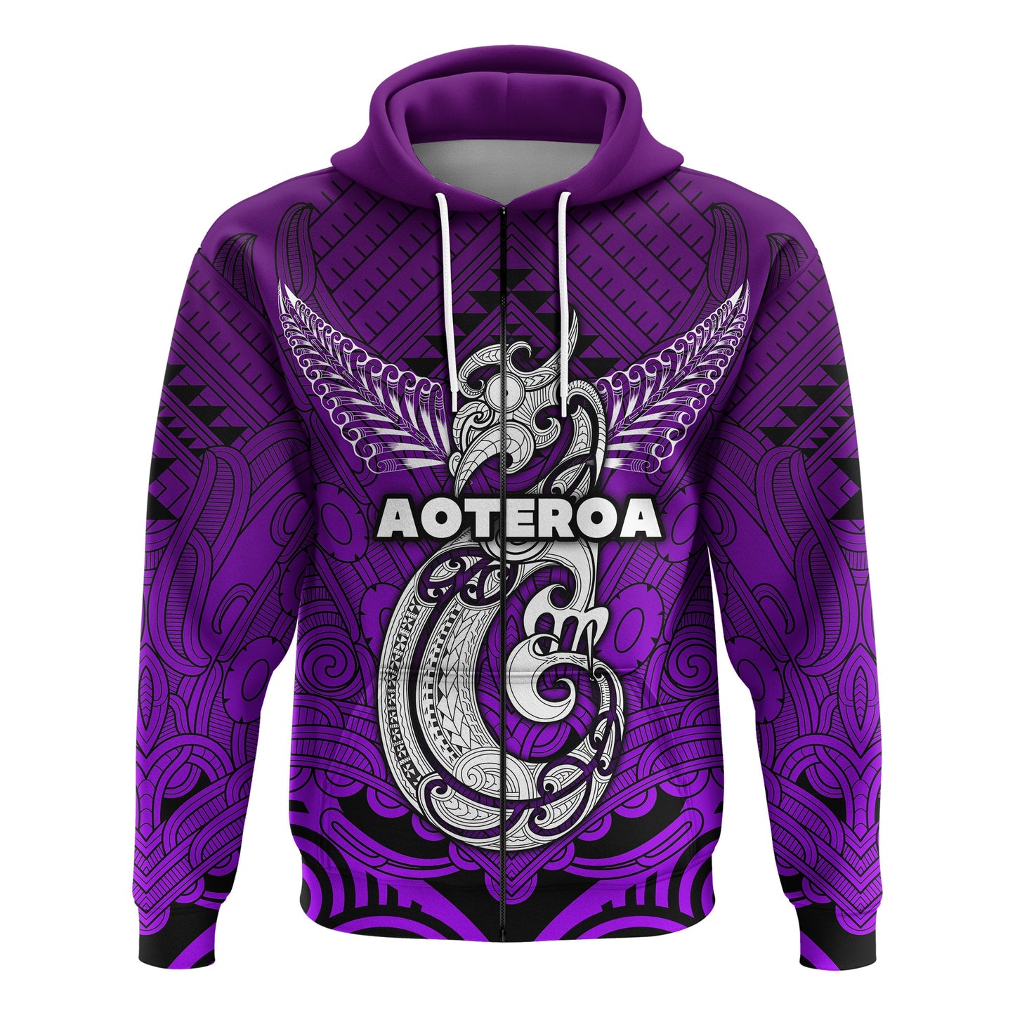 ( Personalised) Maori Aotearoa Manania Zip Hoodie Simple Sport Style Purple