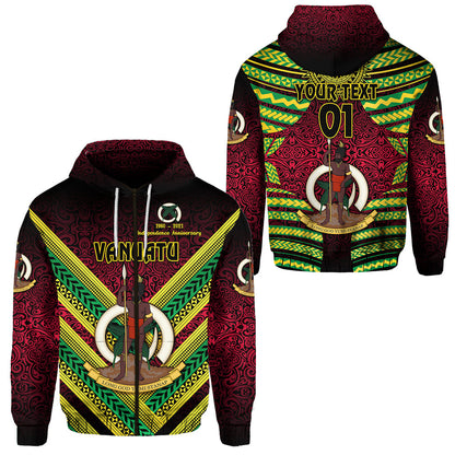 ( Personalised) Vanuatu Special Independence Anniversary Zip Hoodie Creative Style Gradient Red, Text And Number
