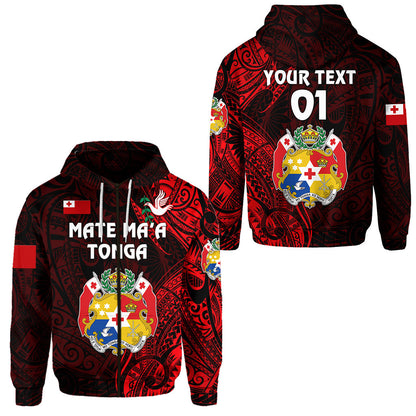 ( Personalised) Tonga Coat Of Arms Zip Hoodie Simple Vibes Red, Text And Number