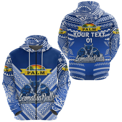 ( Personalised) Mate Ma'a Tonga Zip Hoodie Leimatu'a Bulls Creative Style Blue, Text And Number