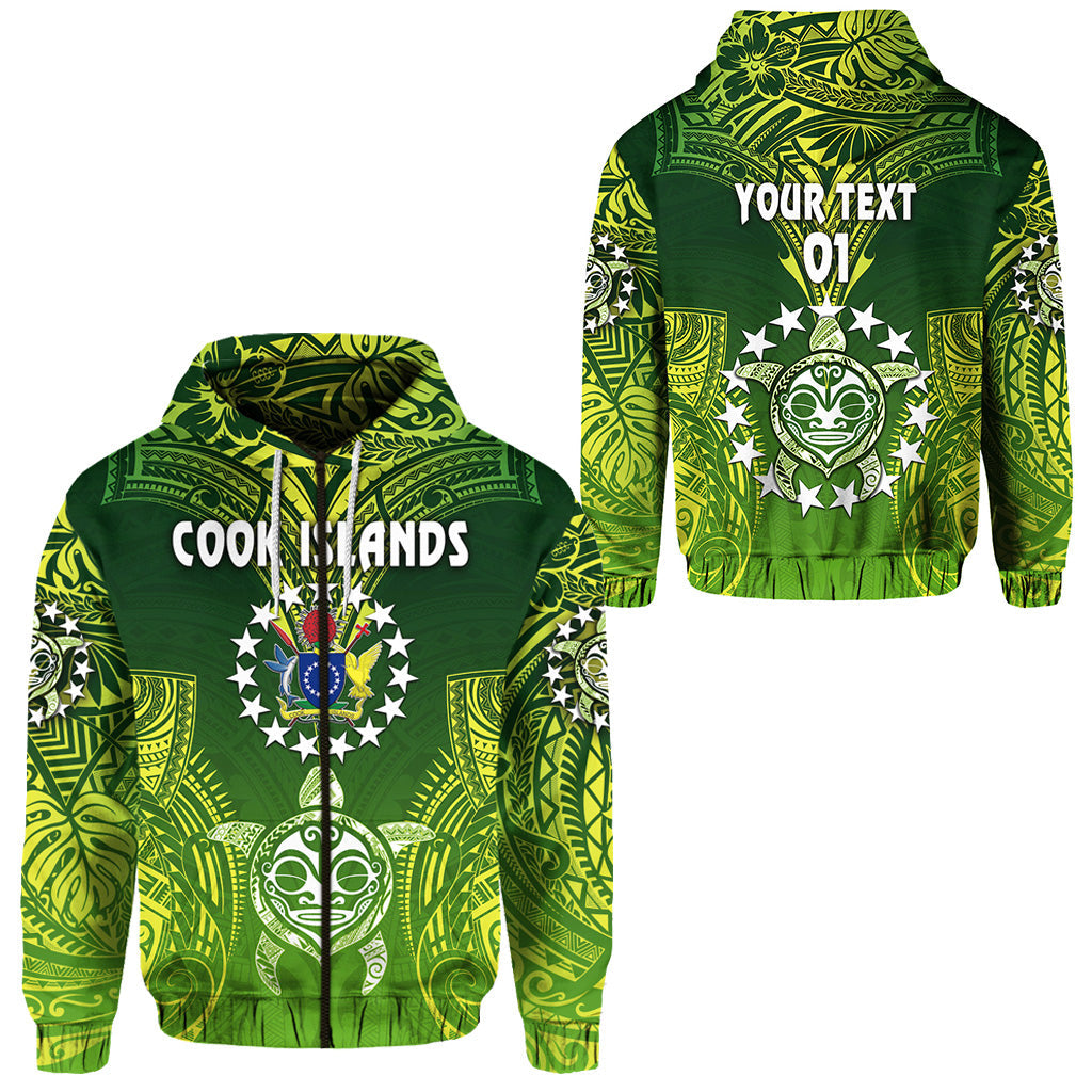 ( Personalised) Cook Islands Zip Hoodie Happy Independence Anniversary, Text And Number