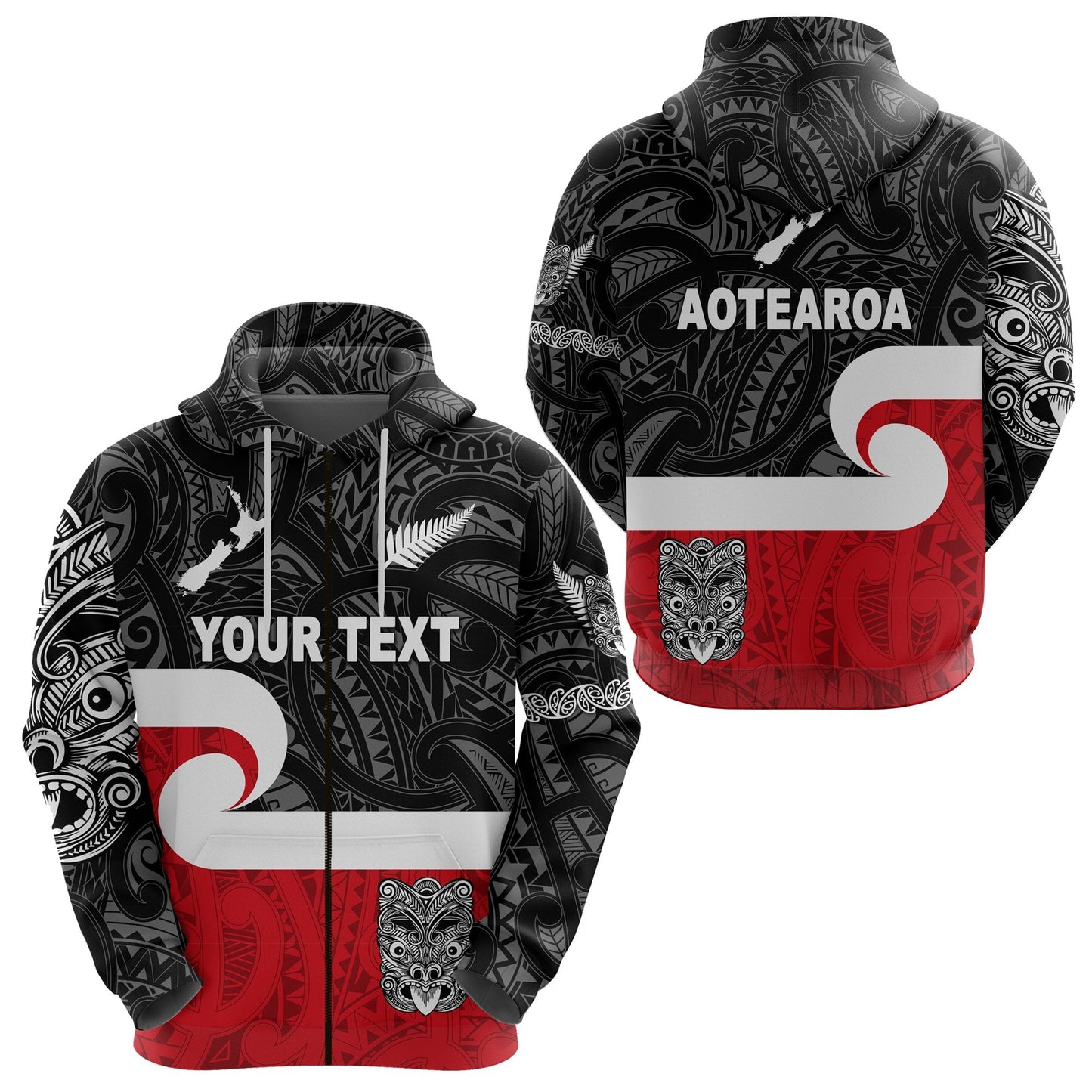 ( Personalised) Maori Aotearoa Haka Zip Hoodie New Zealand Simple