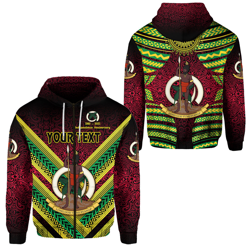 ( Personalised) Vanuatu Special Independence Anniversary Zip Hoodie Creative Style Gradient Red
