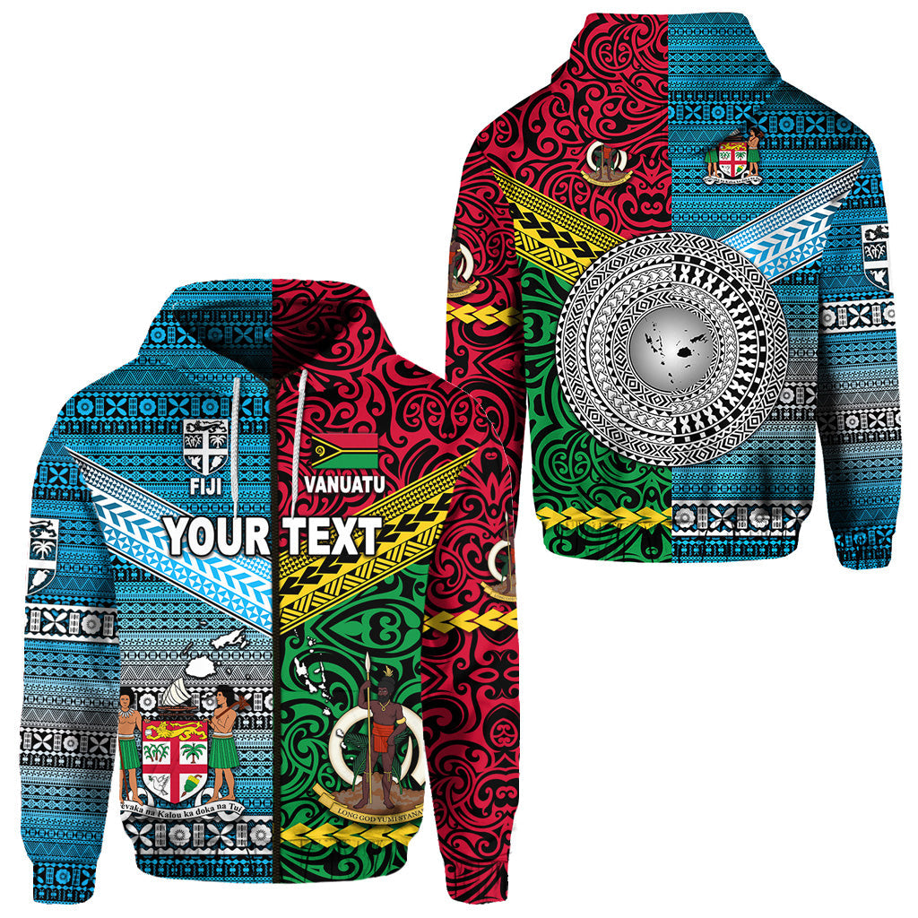 ( Personalised) Vanuatu And Fiji Zip Hoodie Together Bright Color