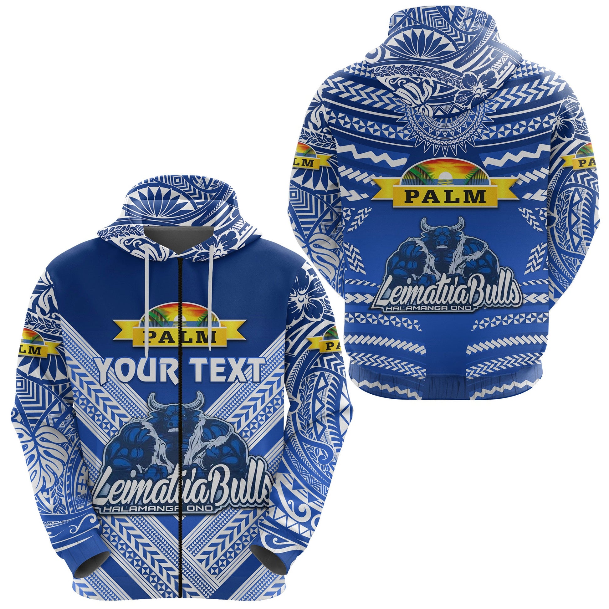 ( Personalised) Mate Ma'a Tonga Zip Hoodie Leimatu'a Bulls Creative Style Blue