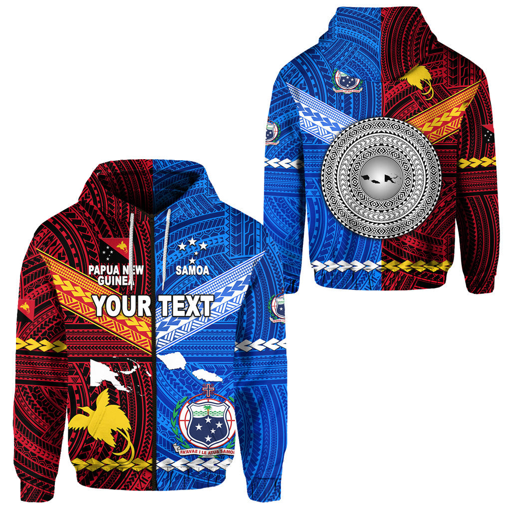 ( Personalised) Papua New Guinea And Samoa Together Zip Hoodie