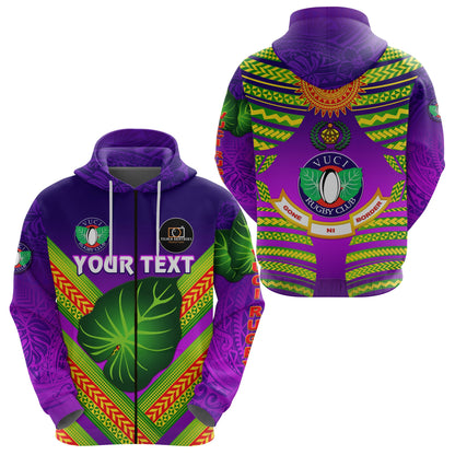 ( Personalised) Fiji Vuci Rugby Club Zip Hoodie Creative Style Purple