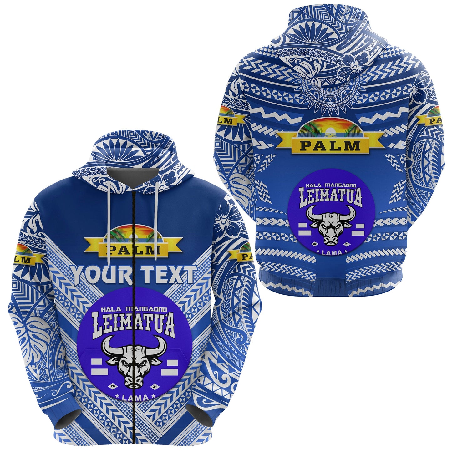 ( Personalised) Mate Ma'a Tonga Zip Hoodie Leimatu'a Bulls Creative Style Blue NO.1