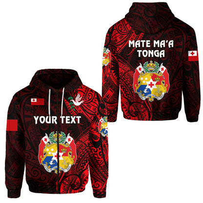 ( Personalised) Tonga Coat Of Arms Zip Hoodie Simple Vibes Red