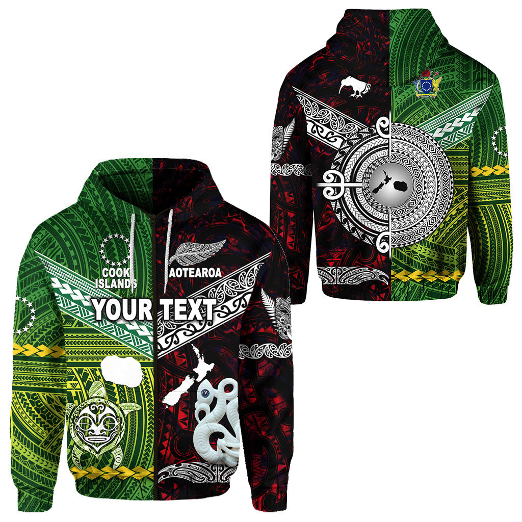 ( Personalised) New Zealand Maori Aotearoa Zip Hoodie Cook Islands Together Red