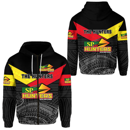 Papua New Guinea SP Hunters Zip Hoodie Rugby Original Style Black