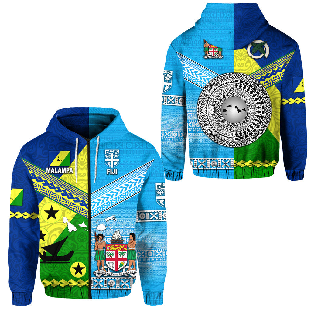 Vanuatu Malampa Province And Fiji Zip Hoodie Together