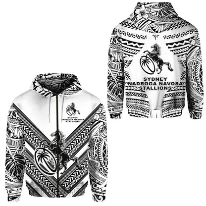 Fiji Rugby Zip Hoodie Sydney Nadroga Navosa Stallions Creative Style White