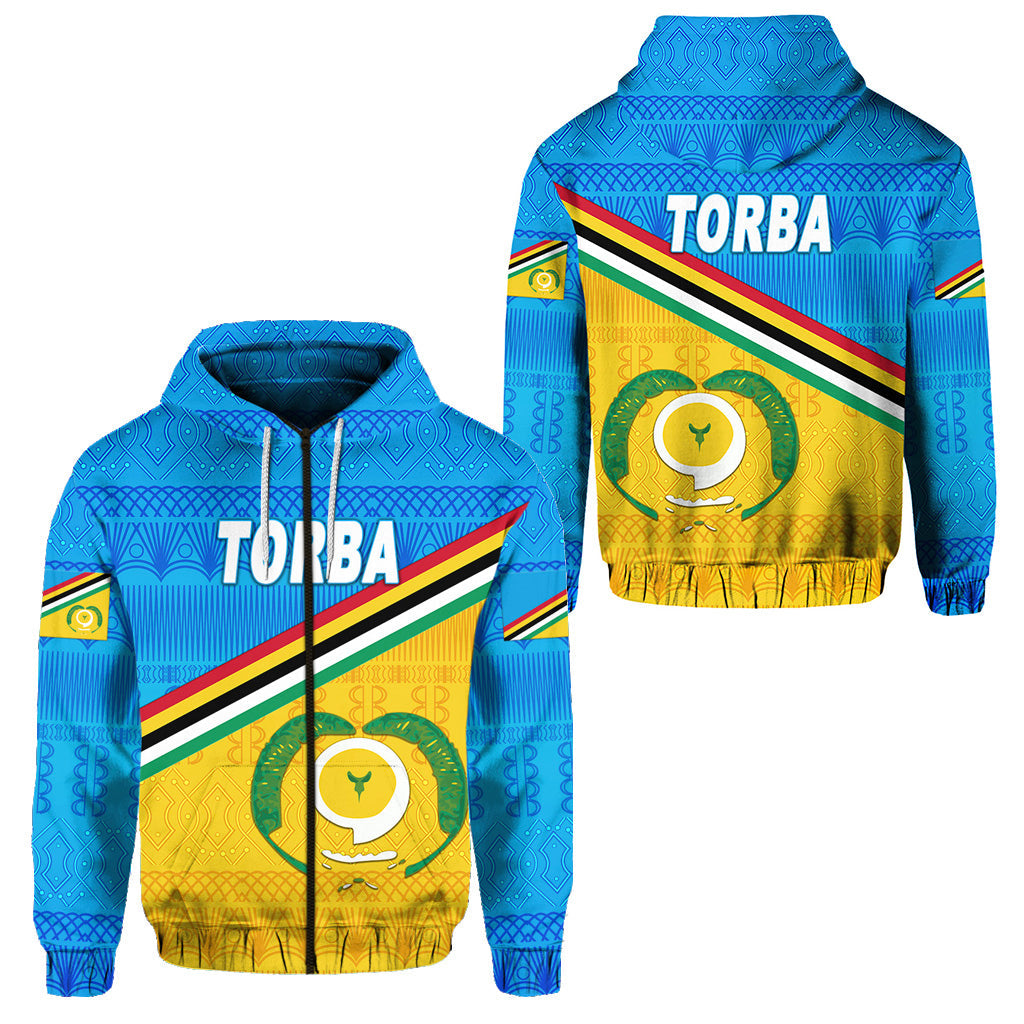 Torba Province Zip Hoodie Vanuatu Pattern Traditional Style