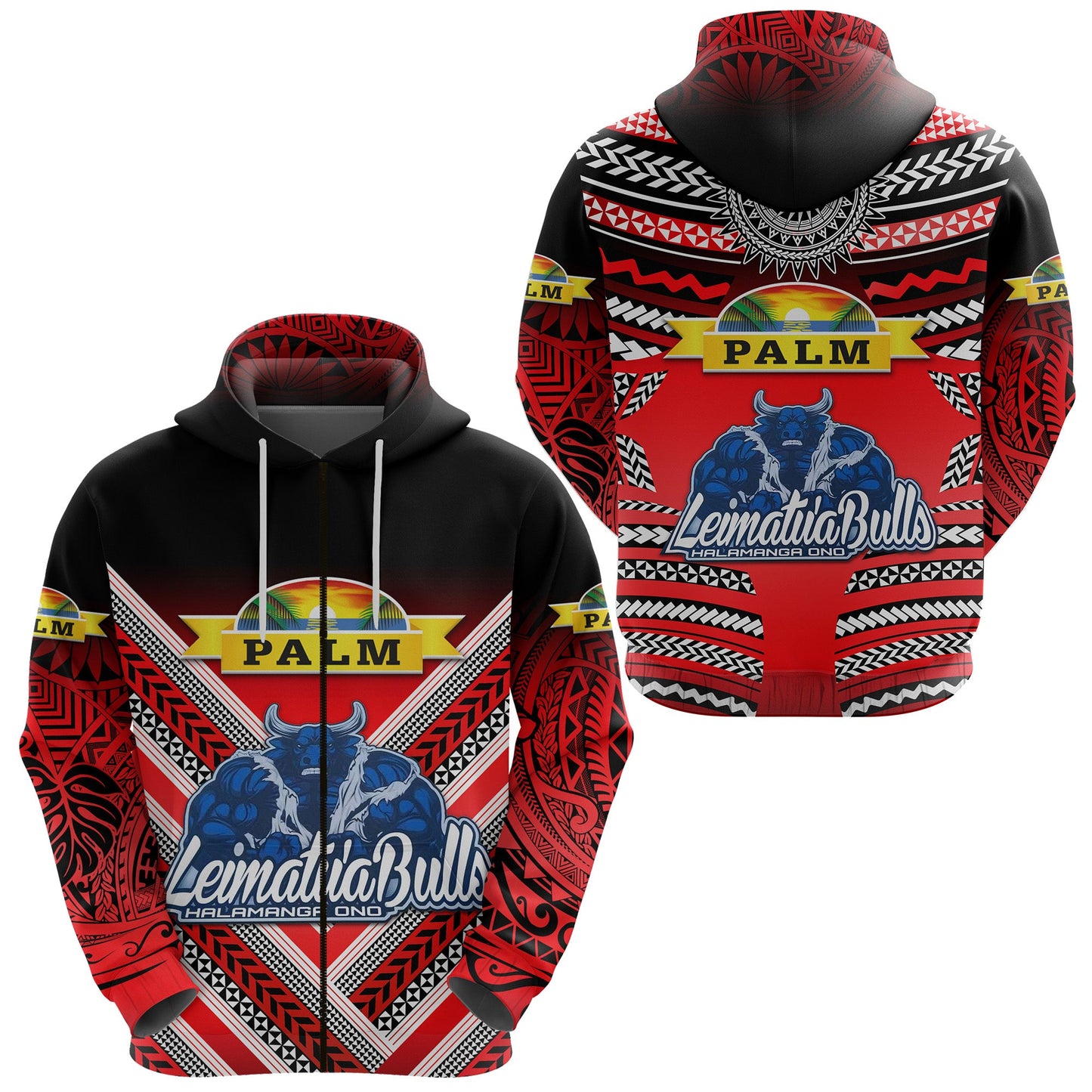 Mate Ma'a Tonga Zip Hoodie Leimatu'a Bulls Creative Style Red