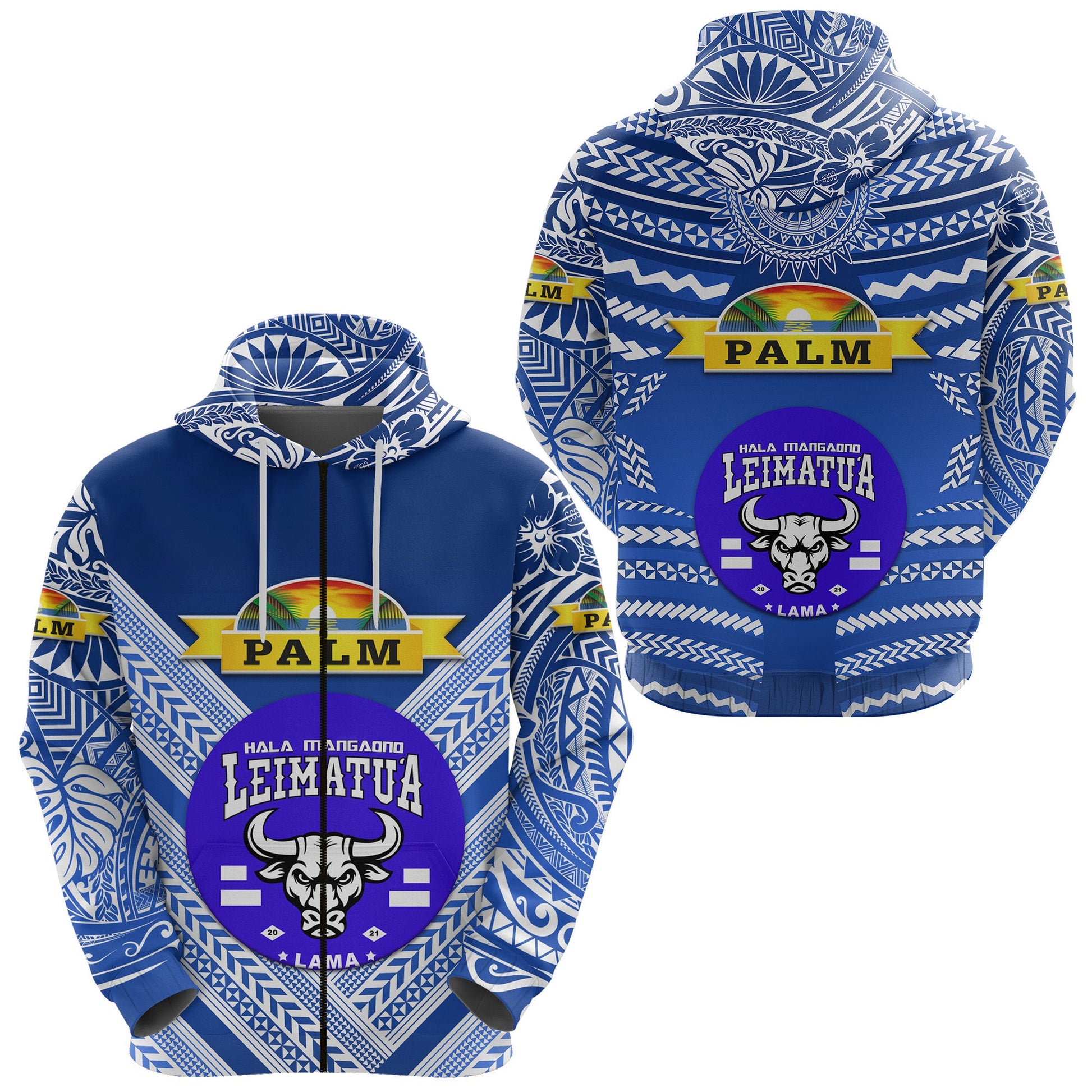 Mate Ma'a Tonga Zip Hoodie Leimatu'a Bulls Creative Style Blue NO.1