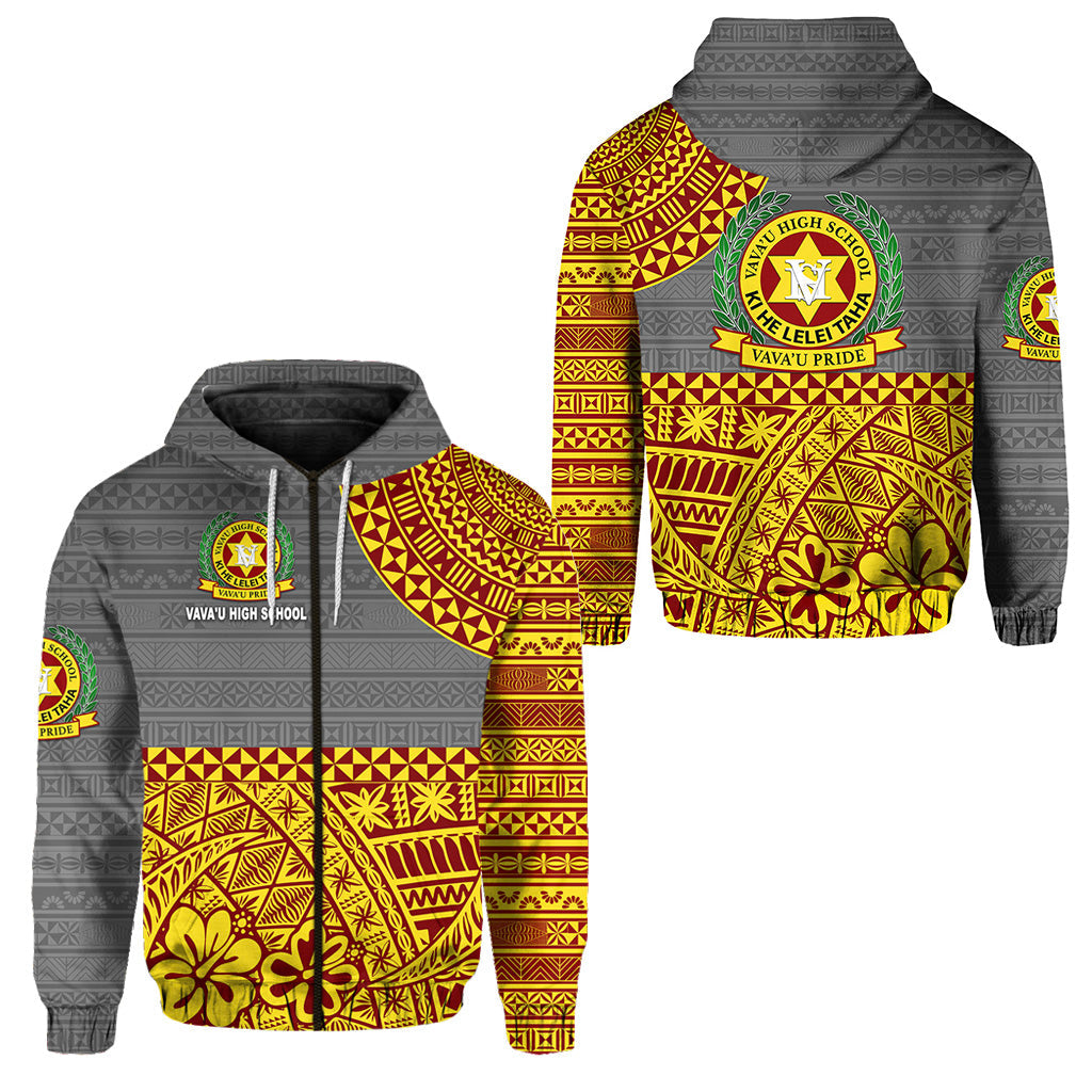 Tonga Vava'u High School Zip Hoodie Kupesi Vibes Grey