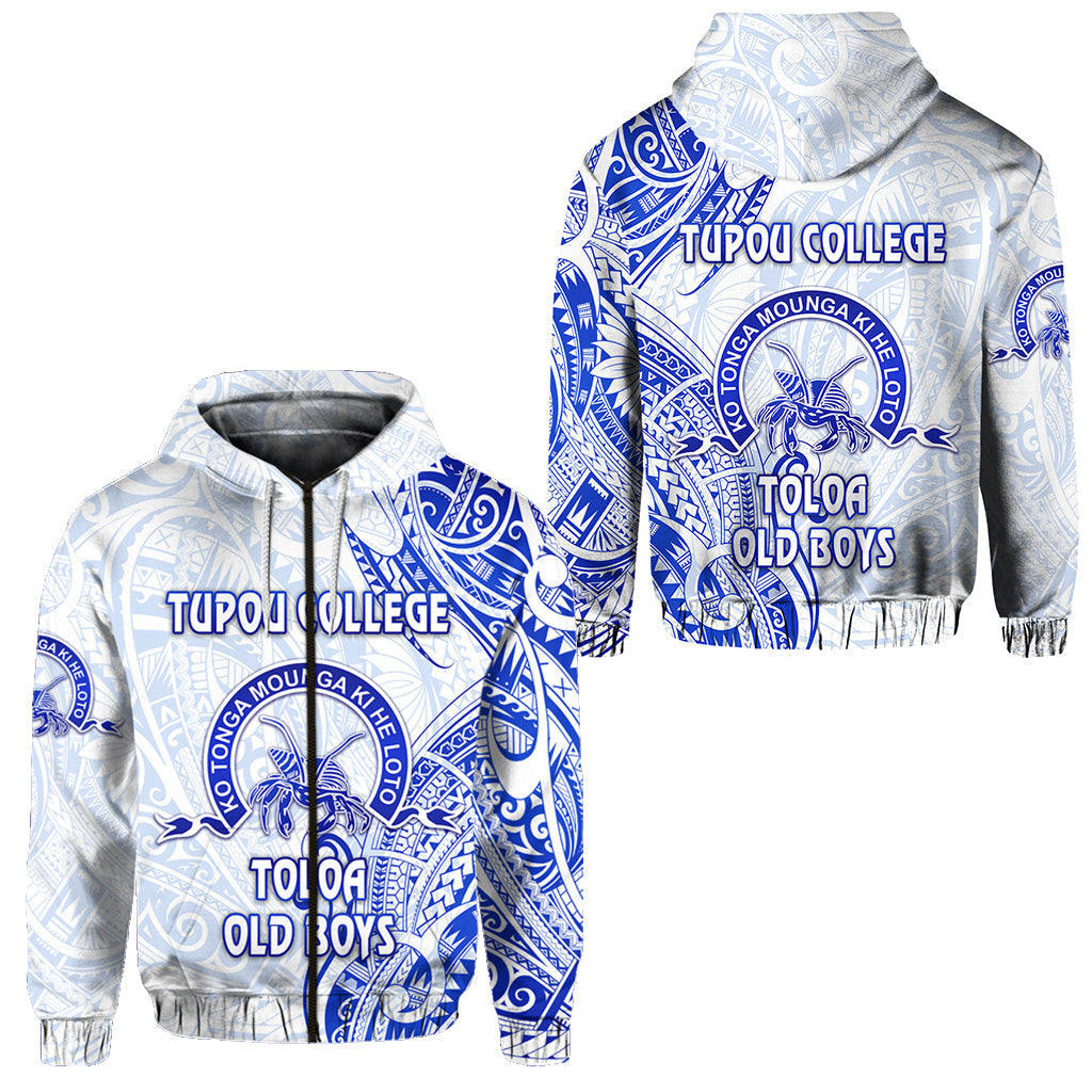 Tonga Tupou College Zip Hoodie Toloa Old Boys Simple Vibes White