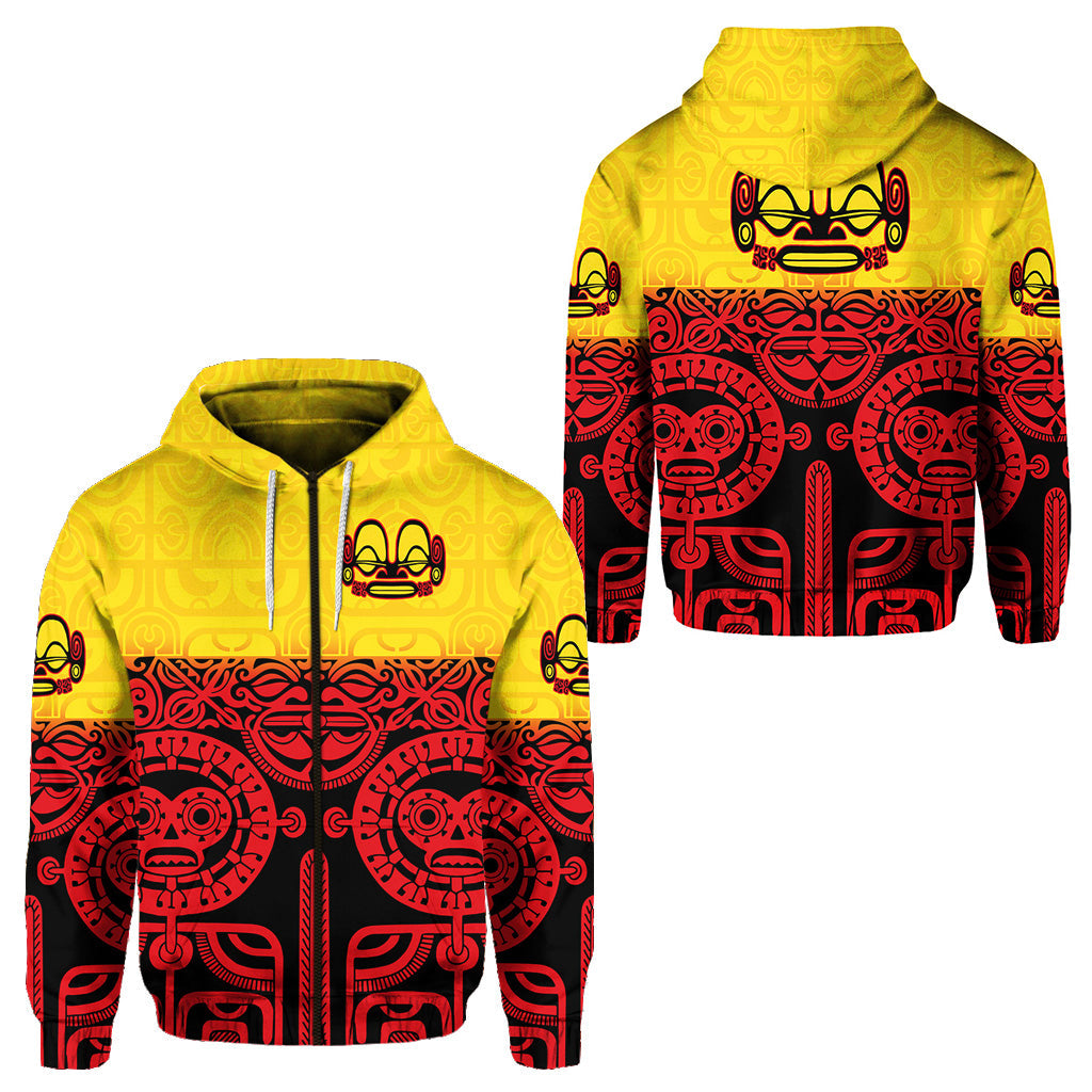 Marquesas Islands Zip Hoodie Marquesan Tattoo Special Style Gradient Red