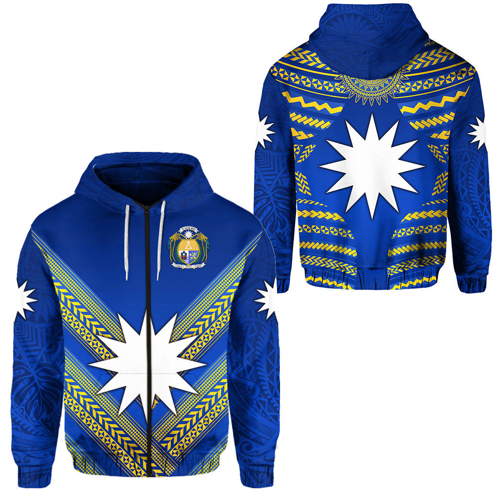 Nauru Polynesian Flag Zip Hoodie Creative Style Blue