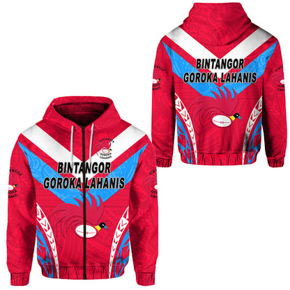 Papua New Guinea Bintangor Goroka Lahanis Zip Hoodie Rugby Original Style Red