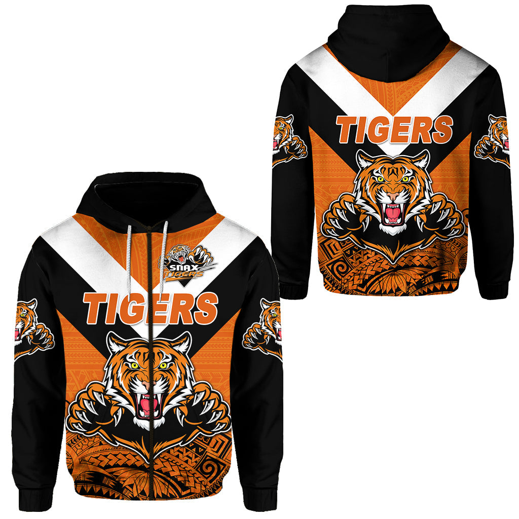 Papua New Guinea Lae Snax Tigers Zip Hoodie Rugby Simple Style Black