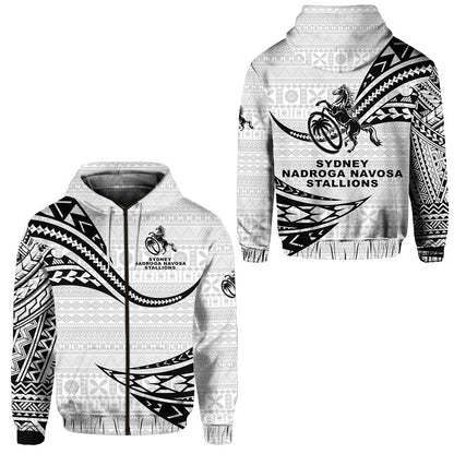 Fiji Rugby Zip Hoodie Sydney Nadroga Navosa Stallions Unique Version White