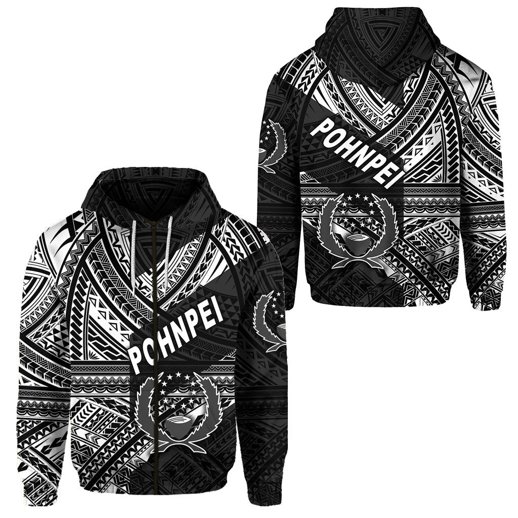 FSM Pohnpei Zip Hoodie Original Style Black