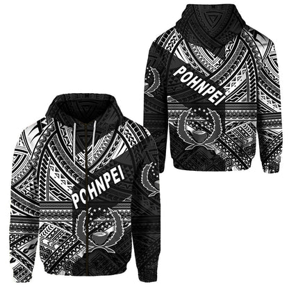 FSM Pohnpei Zip Hoodie Original Style Black