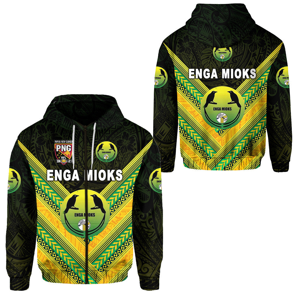 Papua New Guinea Enga Mioks Zip Hoodie Rugby Original Style Black