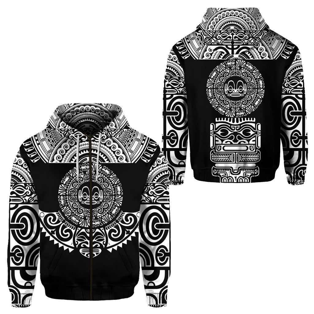 Marquesas Islands Zip Hoodie Marquesan Tattoo Simplified Version Black