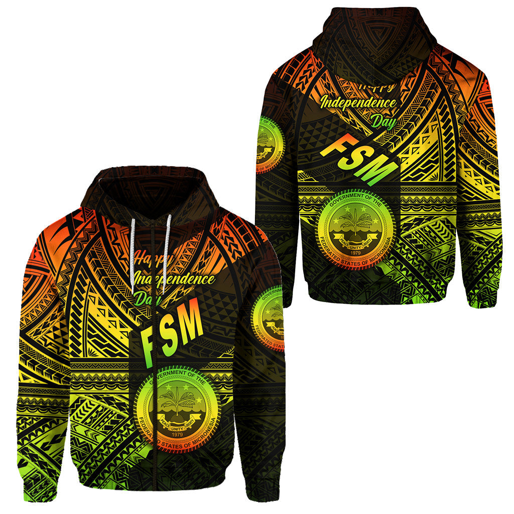 Federated States of Micronesia Zip Hoodie FSM Happy Independence Day Original Vibes Reggae