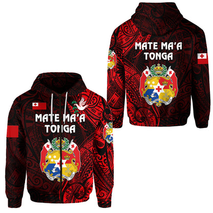Tonga Coat Of Arms Zip Hoodie Simple Vibes Red