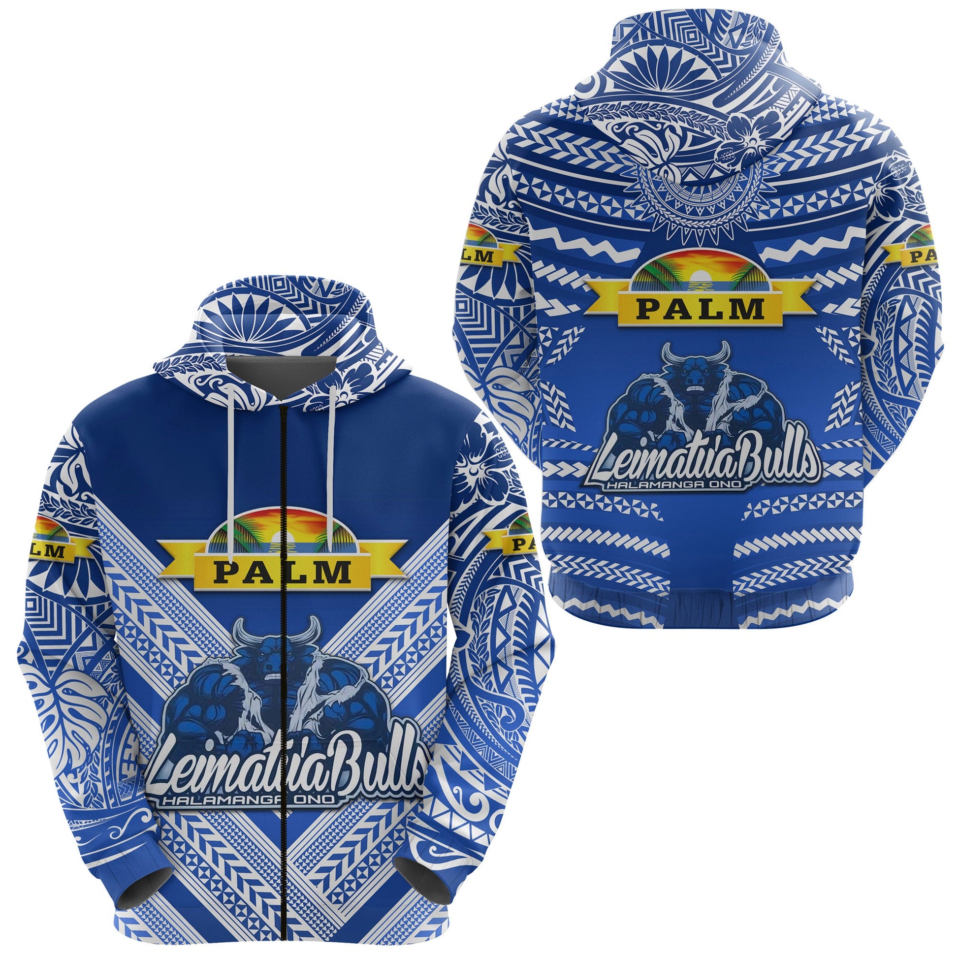 Mate Ma'a Tonga Zip Hoodie Leimatu'a Bulls Creative Style Blue